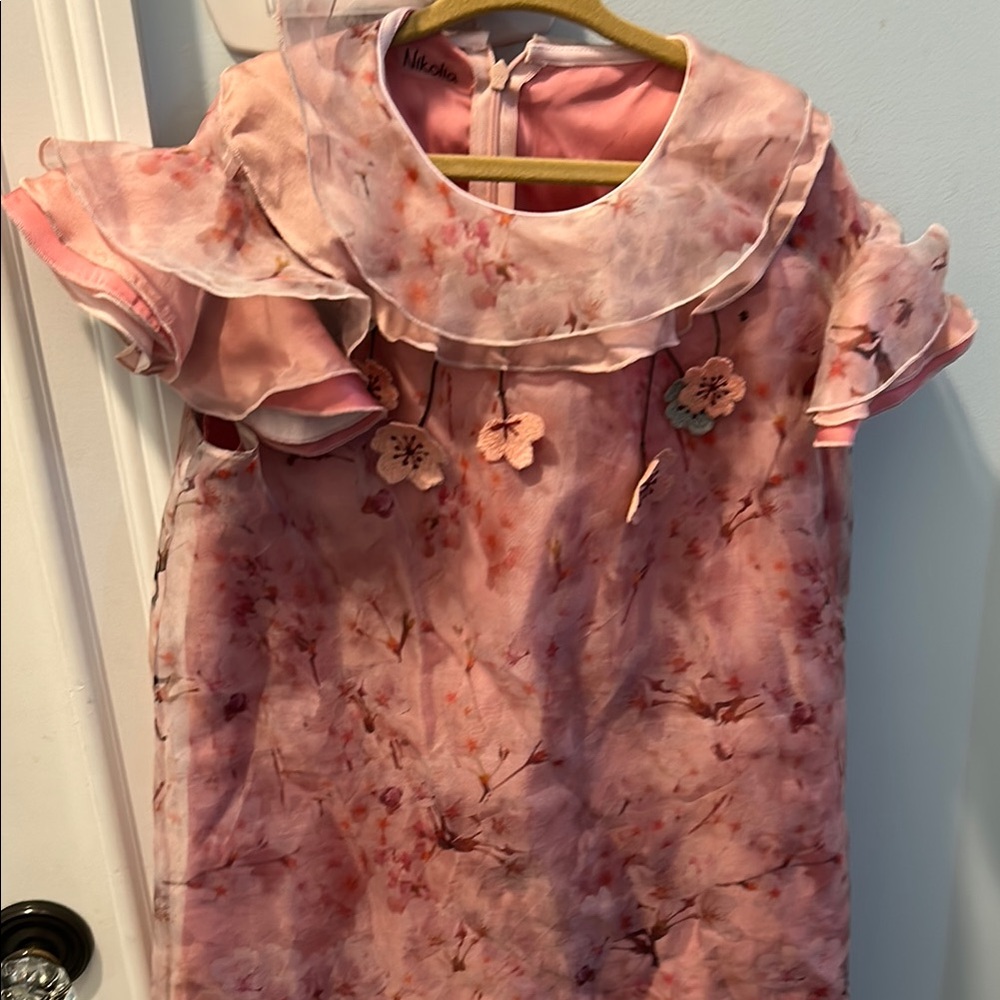 Pink Ruffled Nikolia Tie-Dye Blouse